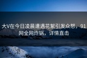 大V在今日凌晨遭遇花絮引发众怒，91网全网炸锅，详情直击