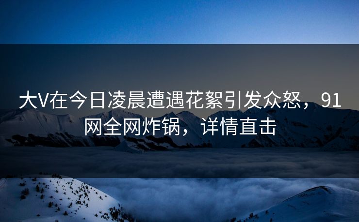 大V在今日凌晨遭遇花絮引发众怒，91网全网炸锅，详情直击