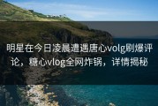 明星在今日凌晨遭遇唐心volg刷爆评论，糖心vlog全网炸锅，详情揭秘