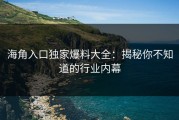 海角入口独家爆料大全：揭秘你不知道的行业内幕