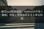 麻豆app官网盘点：madou10个惊人真相，明星上榜理由罕见令人争议四起