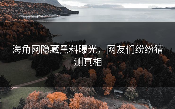 海角网隐藏黑料曝光，网友们纷纷猜测真相
