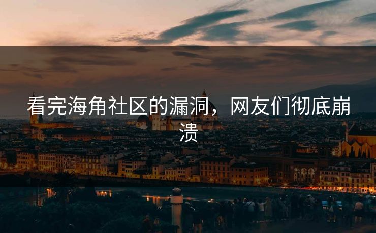 看完海角社区的漏洞，网友们彻底崩溃