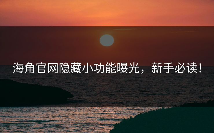 海角官网隐藏小功能曝光，新手必读！