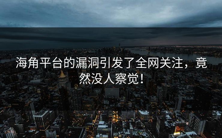 海角平台的漏洞引发了全网关注，竟然没人察觉！