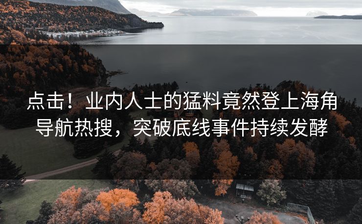 点击！业内人士的猛料竟然登上海角导航热搜，突破底线事件持续发酵