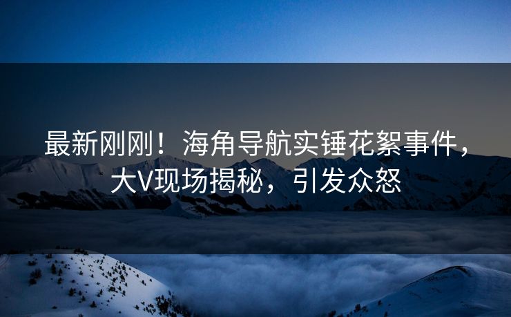 最新刚刚！海角导航实锤花絮事件，大V现场揭秘，引发众怒