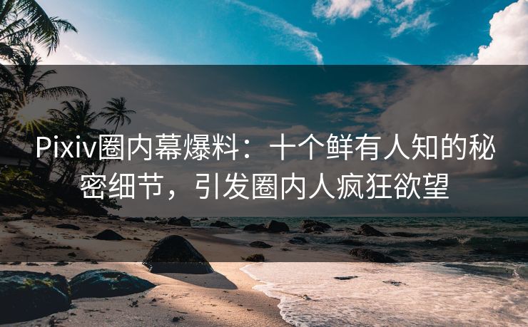 Pixiv圈内幕爆料：十个鲜有人知的秘密细节，引发圈内人疯狂欲望