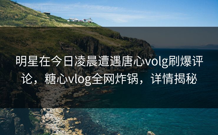 明星在今日凌晨遭遇唐心volg刷爆评论，糖心vlog全网炸锅，详情揭秘