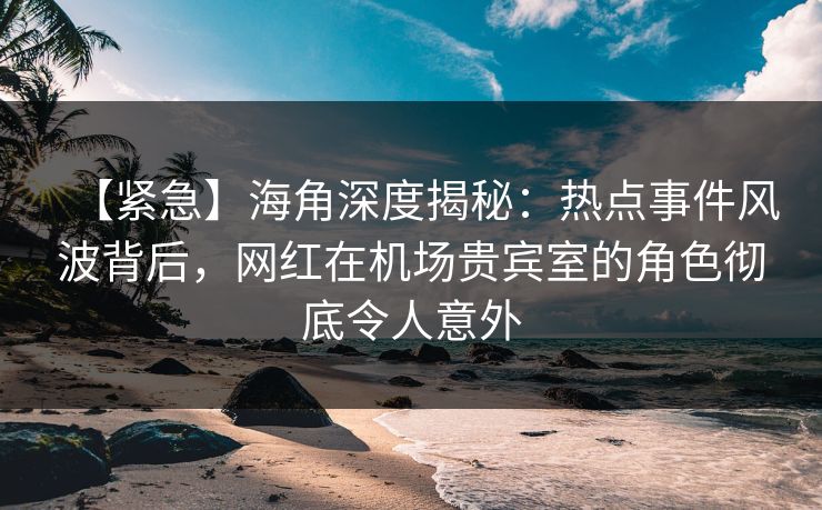 【紧急】海角深度揭秘：热点事件风波背后，网红在机场贵宾室的角色彻底令人意外