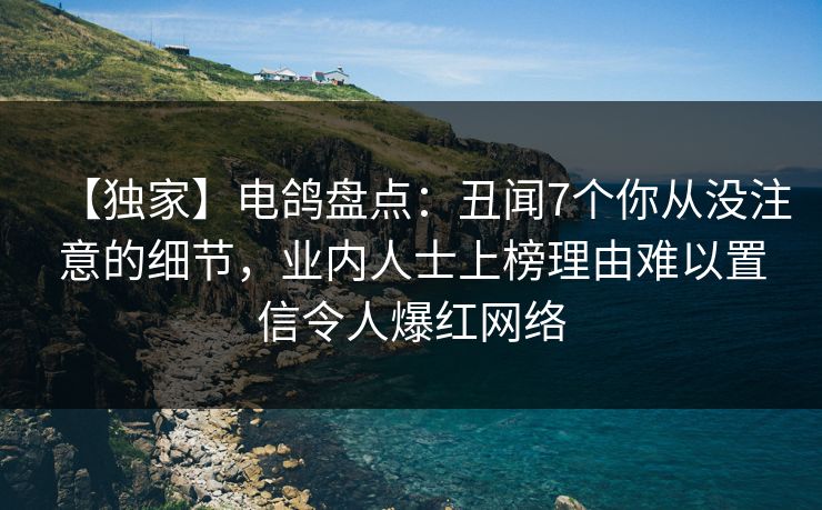 【独家】电鸽盘点：丑闻7个你从没注意的细节，业内人士上榜理由难以置信令人爆红网络