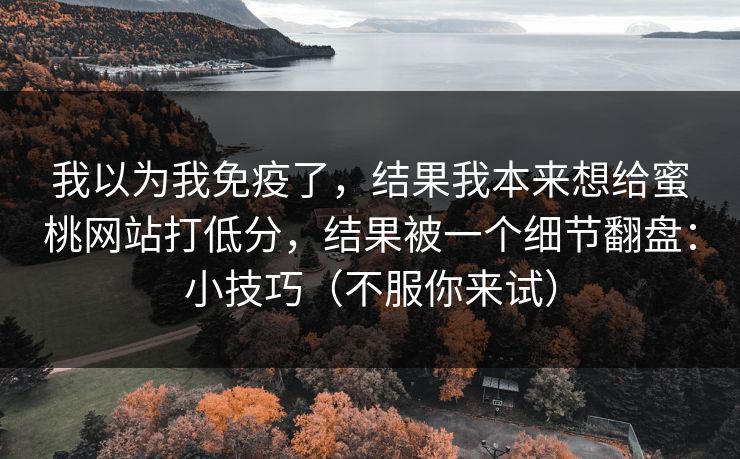 我以为我免疫了，结果我本来想给蜜桃网站打低分，结果被一个细节翻盘：小技巧（不服你来试）
